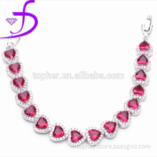 925 sterling silver bracelet heart shape ruby bracelet for women